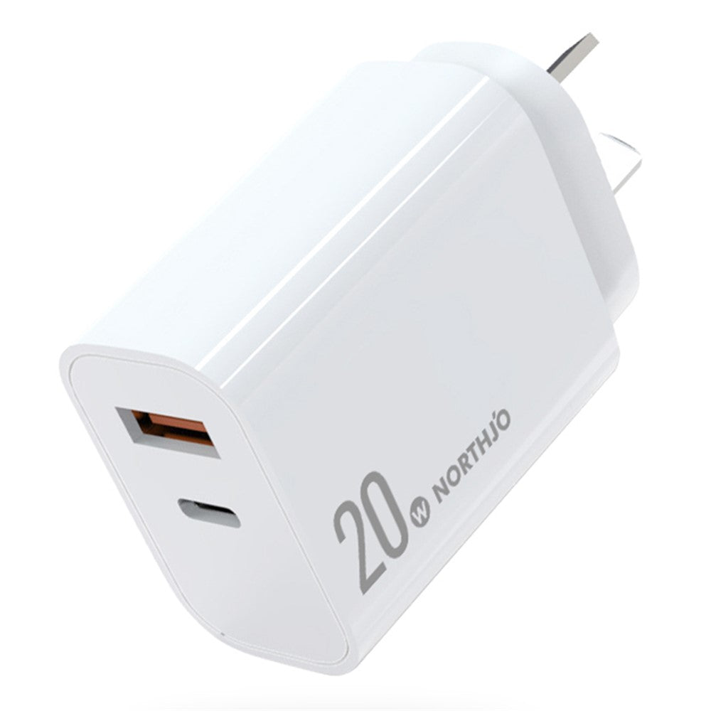 NORTHJO NOPD200602AU USB A + Type-C PD 20W QC3.0 Fast Charger Dual Ports Power Adapter