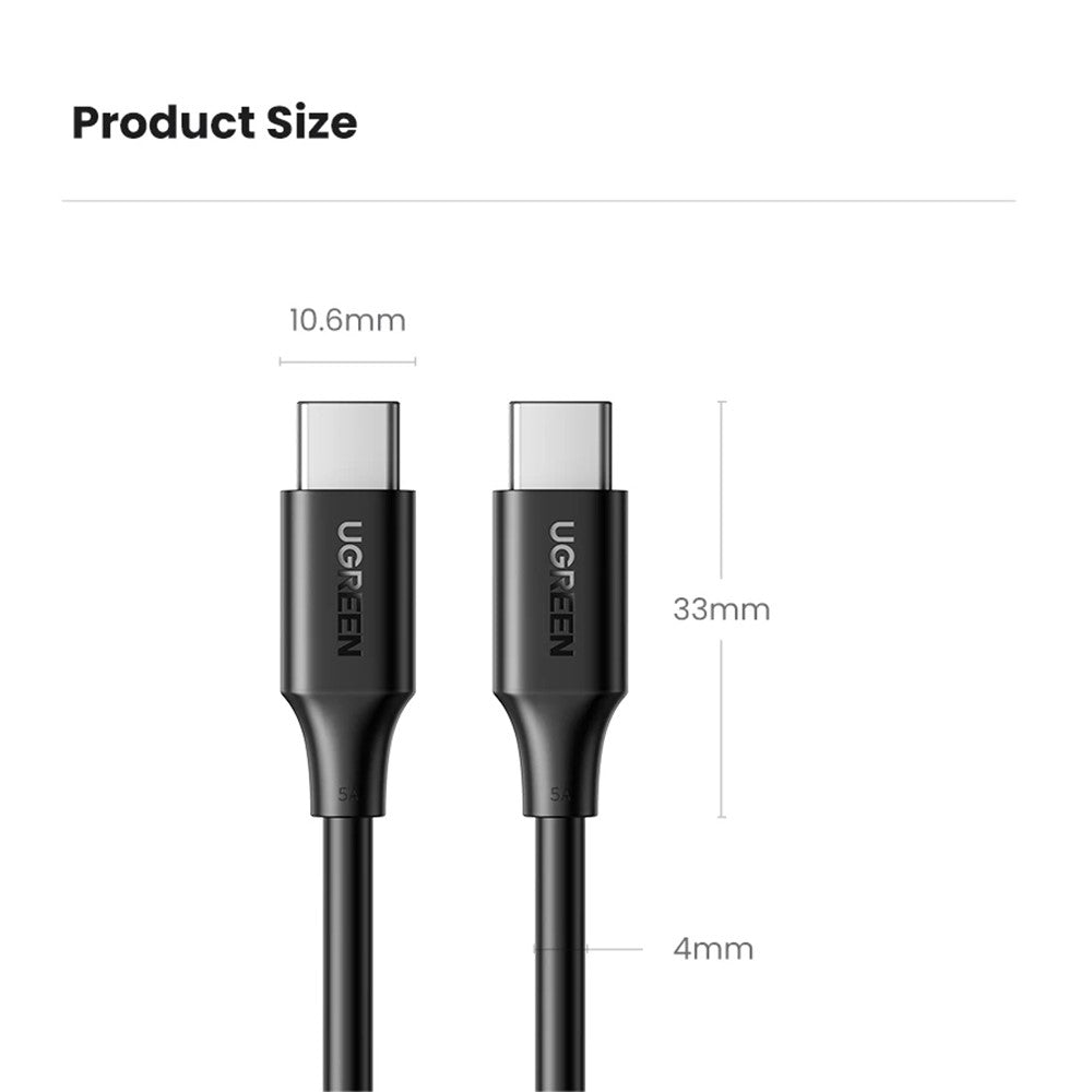 UGREEN 15176 1m PD 100W Fast Charging USB C to USB C Cable for iPhone / Macbook / iPad Data Wire