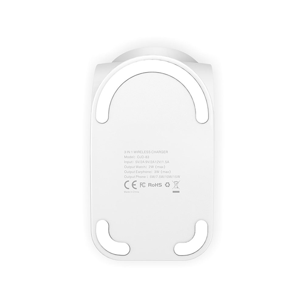 OJD-83 3-in-1 15W Magnetic Wireless Charger Desktop Charging Stand Dock for iPhone 12 Series Apple Watch AirPods
