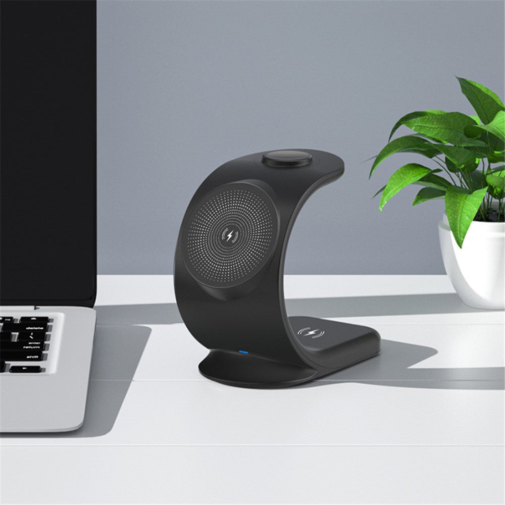 OJD-83 3-in-1 15W Magnetic Wireless Charger Desktop Charging Stand Dock for iPhone 12 Series Apple Watch AirPods