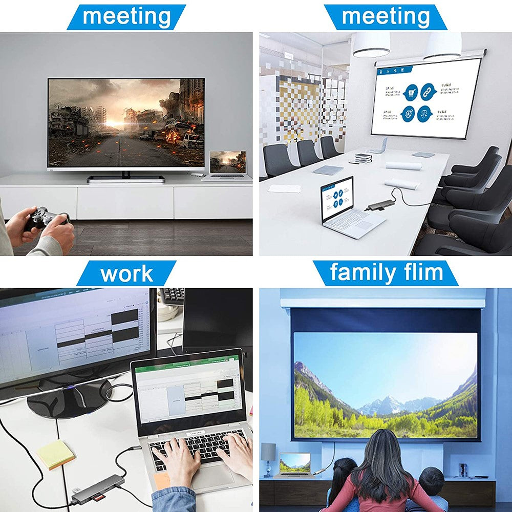 9 in 1 Docking Station 4K 30Hz USB C Hub HDMI Compatible 100W PD USB 3.0 + 2.0 Multiport Adapter for Laptop PC