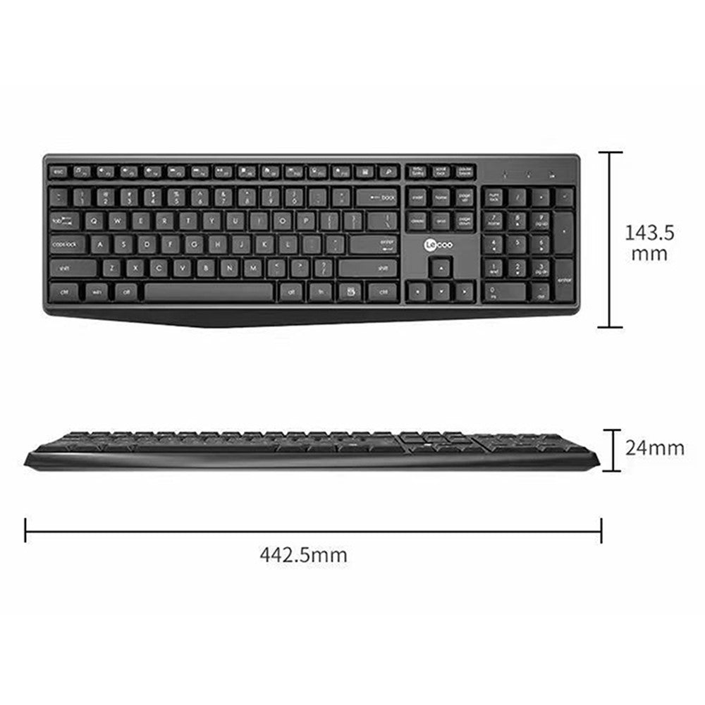 LENOVO LECOO KW211 Wireless Keyboard Mouse Combo 2.4G for Office 106 Keys 1200 DPI