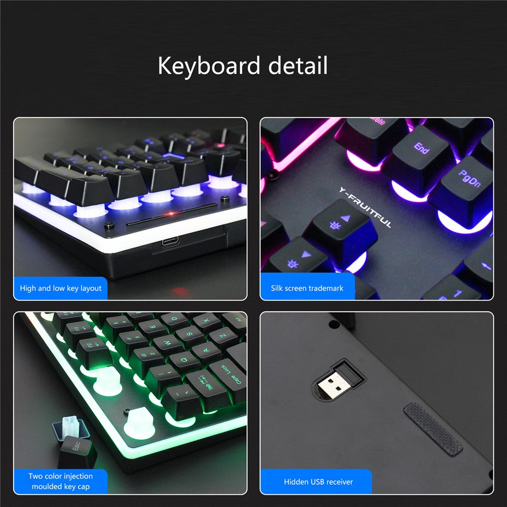 Y-FRUITFUL KM99 Backlit Bluetooth-compatible Keyboard Mouse Set for Home Office