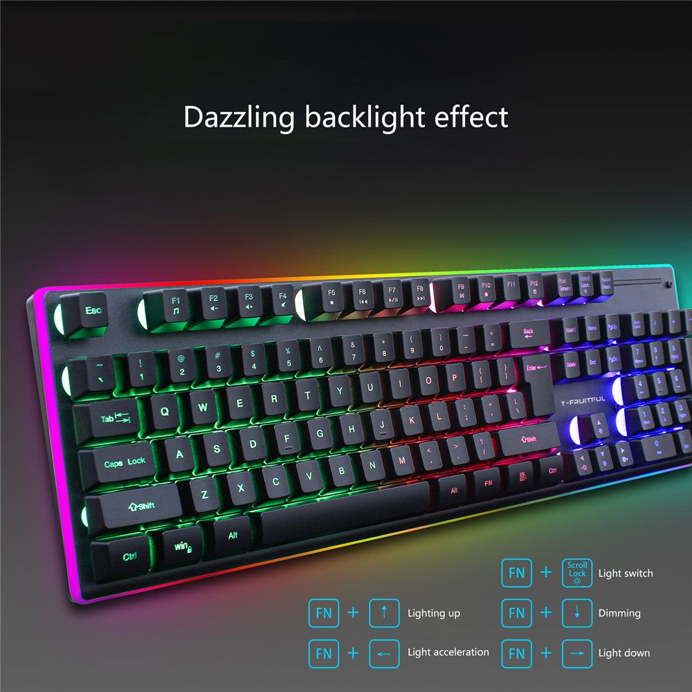 Y-FRUITFUL KM99 Backlit Bluetooth-compatible Keyboard Mouse Set for Home Office