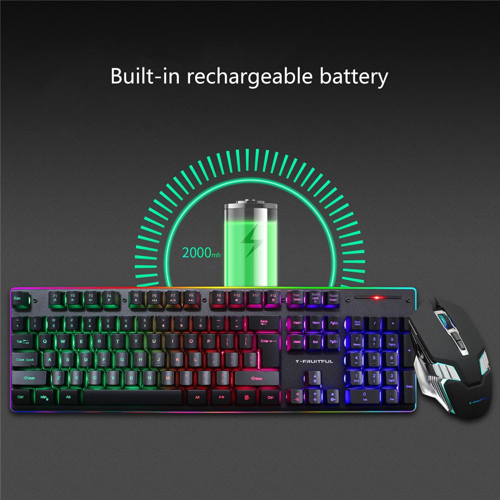 Y-FRUITFUL KM99 Backlit Bluetooth-compatible Keyboard Mouse Set for Home Office