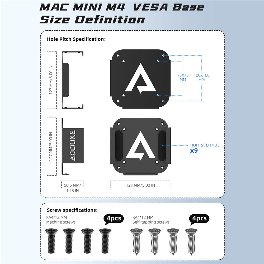 AJM4-B For Mac Mini M4  /  M4 Pro Mini PC Stand Aluminum Alloy Under Desk Mounting Bracket