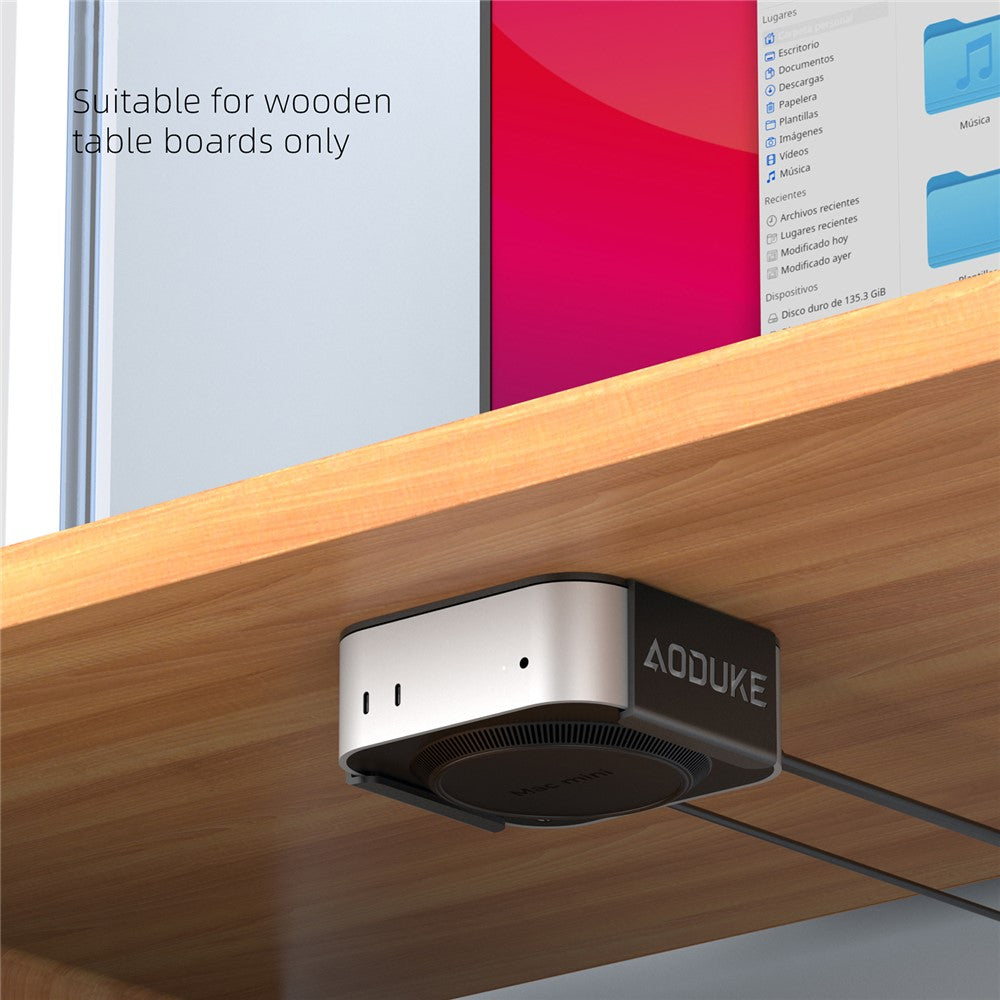 AJM4-B For Mac Mini M4  /  M4 Pro Mini PC Stand Aluminum Alloy Under Desk Mounting Bracket