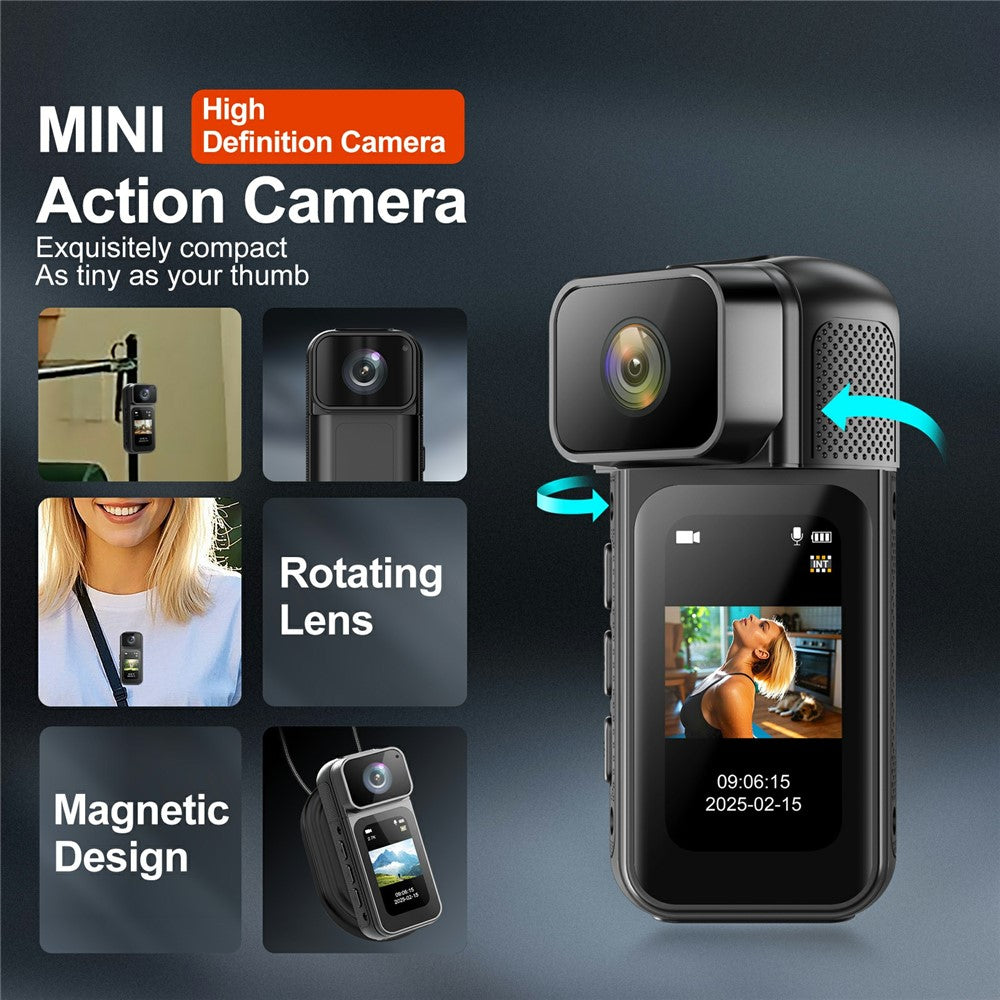 S80 Thumb Camera 2.7K Ultra HD 180 Degree Rotatable Lens 1.47 Inch Screen WiFi Mini Action Camera