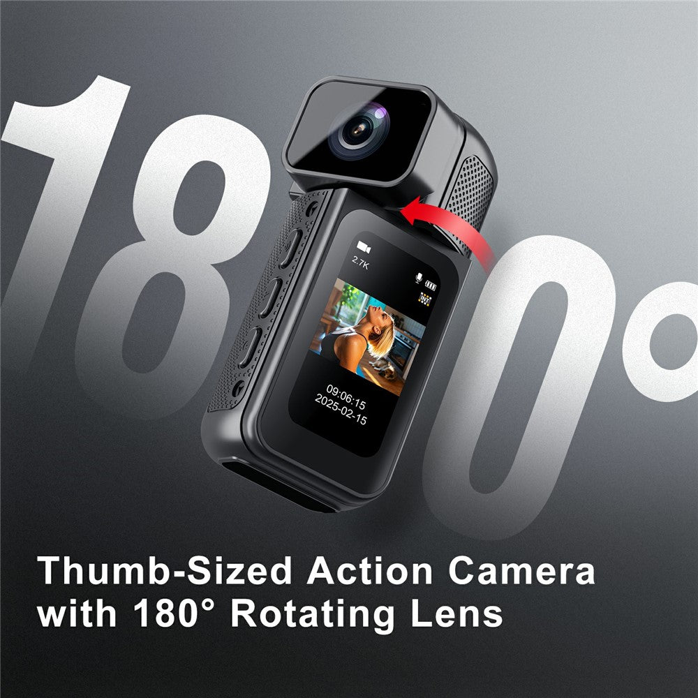 S80 Thumb Camera 2.7K Ultra HD 180 Degree Rotatable Lens 1.47 Inch Screen WiFi Mini Action Camera