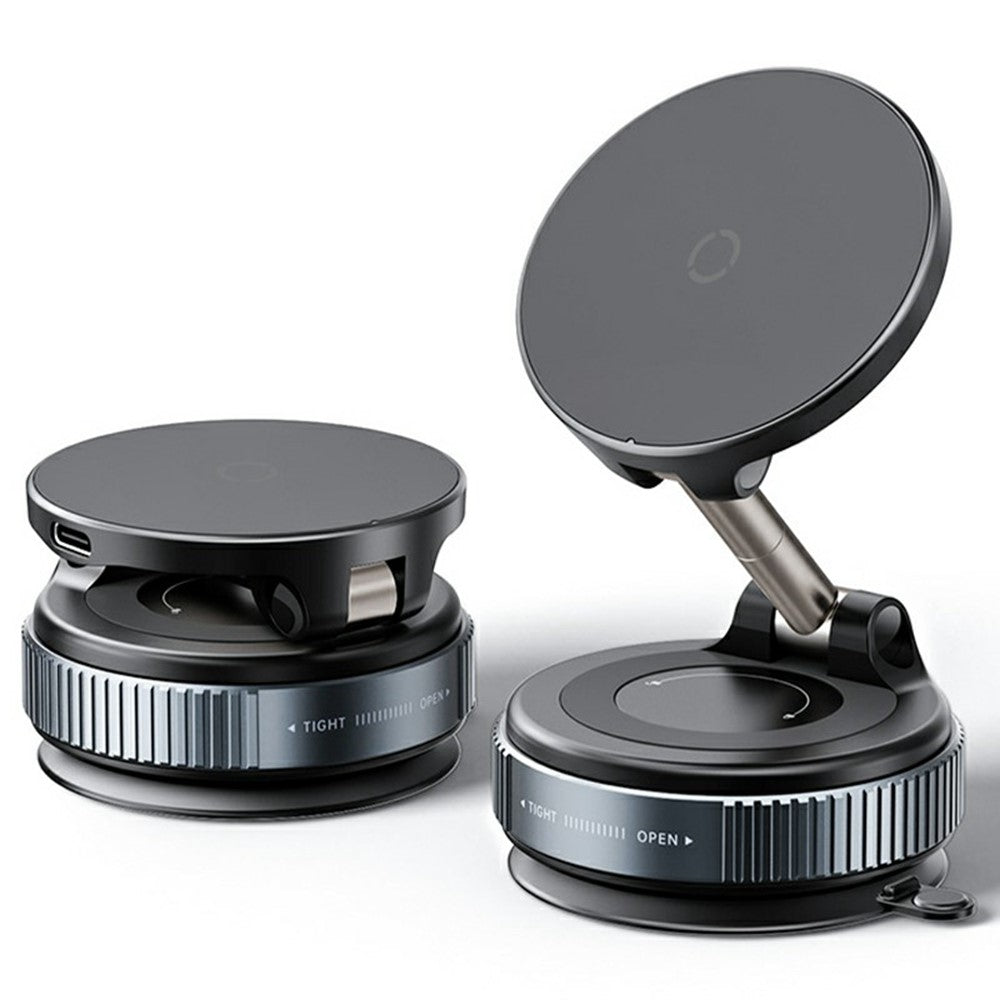 X68W Foldable Car Dashboard Magnetic Phone Mount 15W Wireless Charging Vacuum Suction Cup Stand