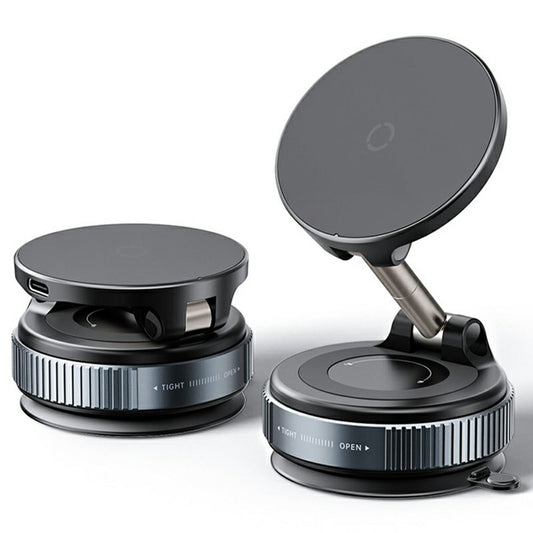 X68W Foldable Car Dashboard Magnetic Phone Mount 15W Wireless Charging Vacuum Suction Cup Stand