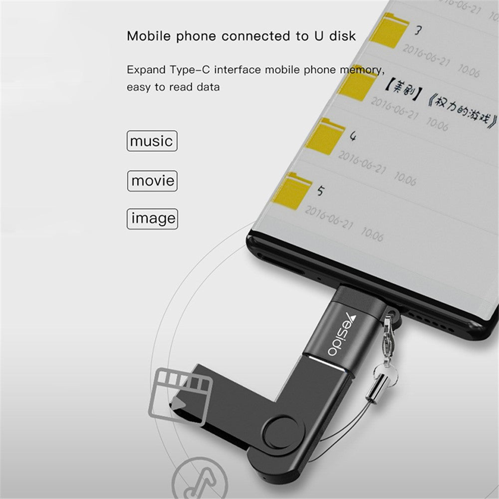 YESIDO USB-C to USB OTG Adapter with Keychain