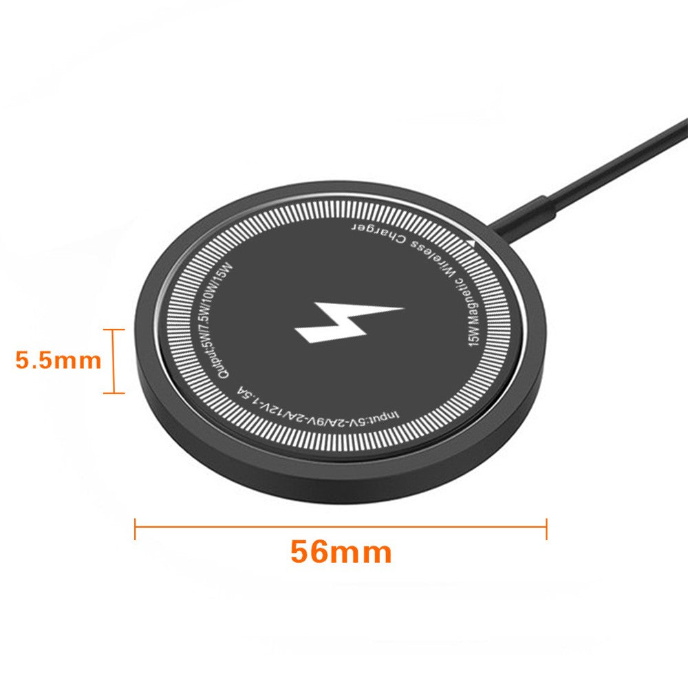 W104 Round Magnetic Wireless Charger 15W Phone Wireless Charging Pad with Type-C Cable
