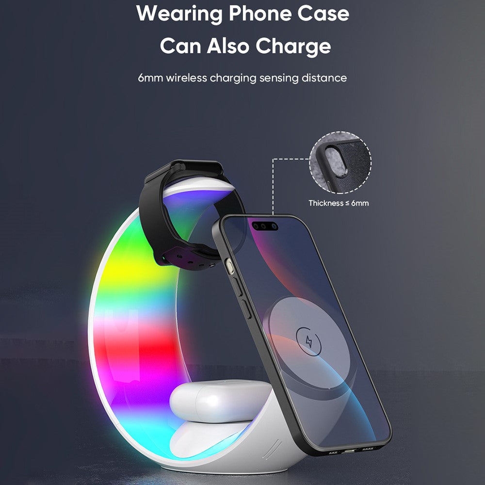 T9 For Samsung Watch / Airpods / Phone Magnetic Charging Stand 15W Wireless Charger Night Light