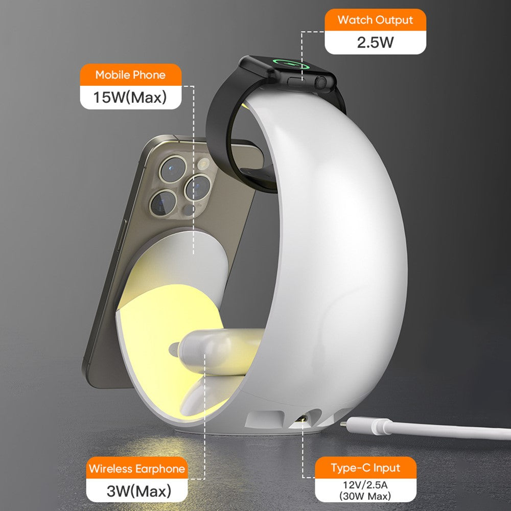 T9 For Samsung Watch / Airpods / Phone Magnetic Charging Stand 15W Wireless Charger Night Light