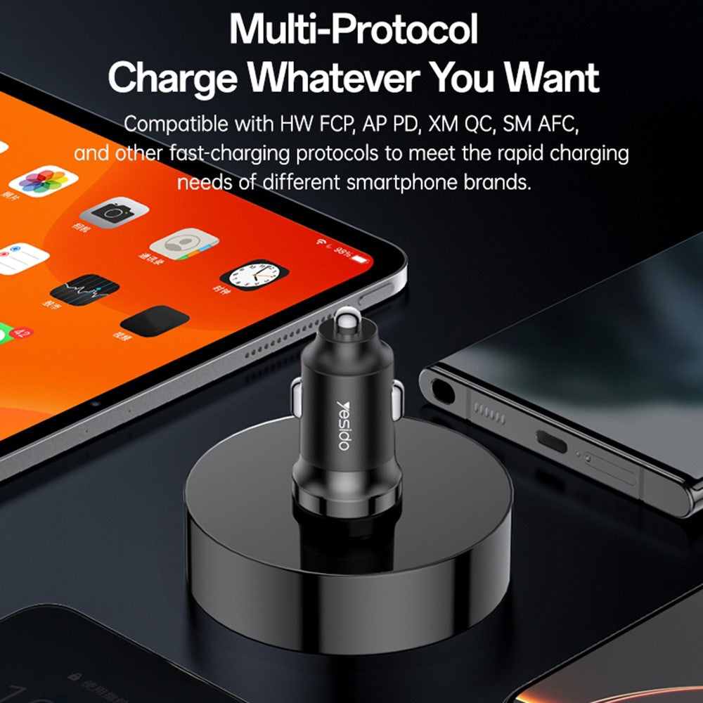 YESIDO Y74 Car Charger 30W Fast Charging Single USB-C Port Cigarette Lighter Power Adapter