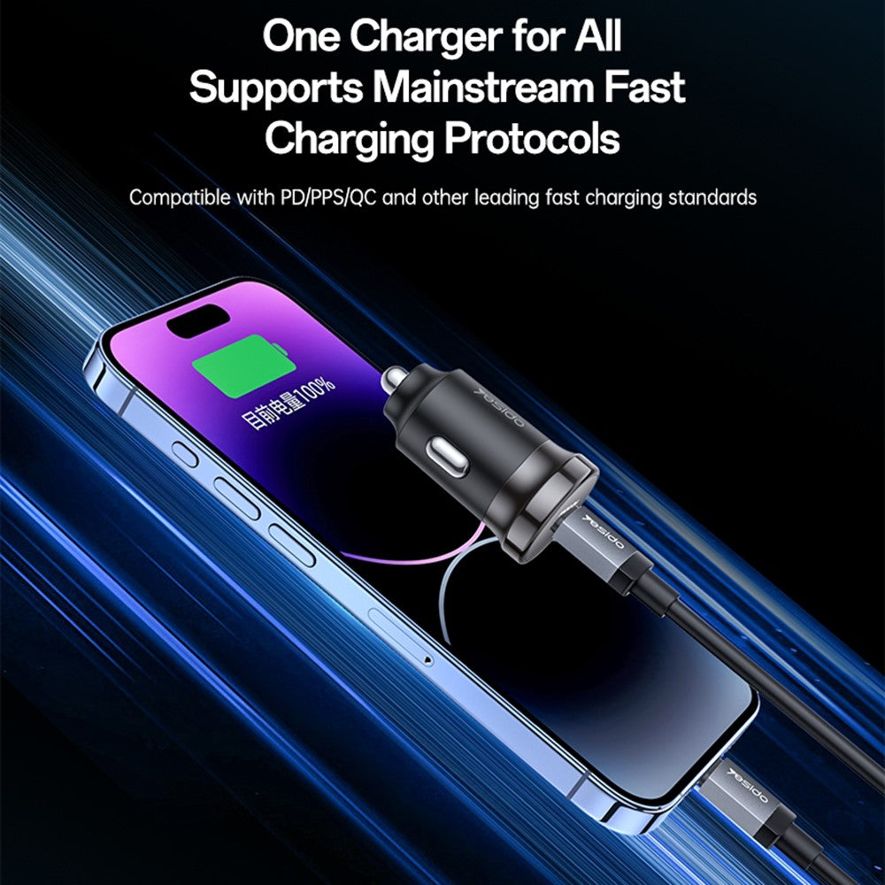 YESIDO Y74 Car Charger 30W Fast Charging Single USB-C Port Cigarette Lighter Power Adapter