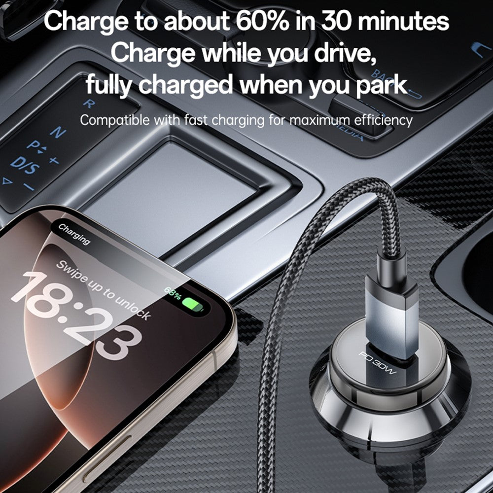 YESIDO Y74 Car Charger 30W Fast Charging Single USB-C Port Cigarette Lighter Power Adapter