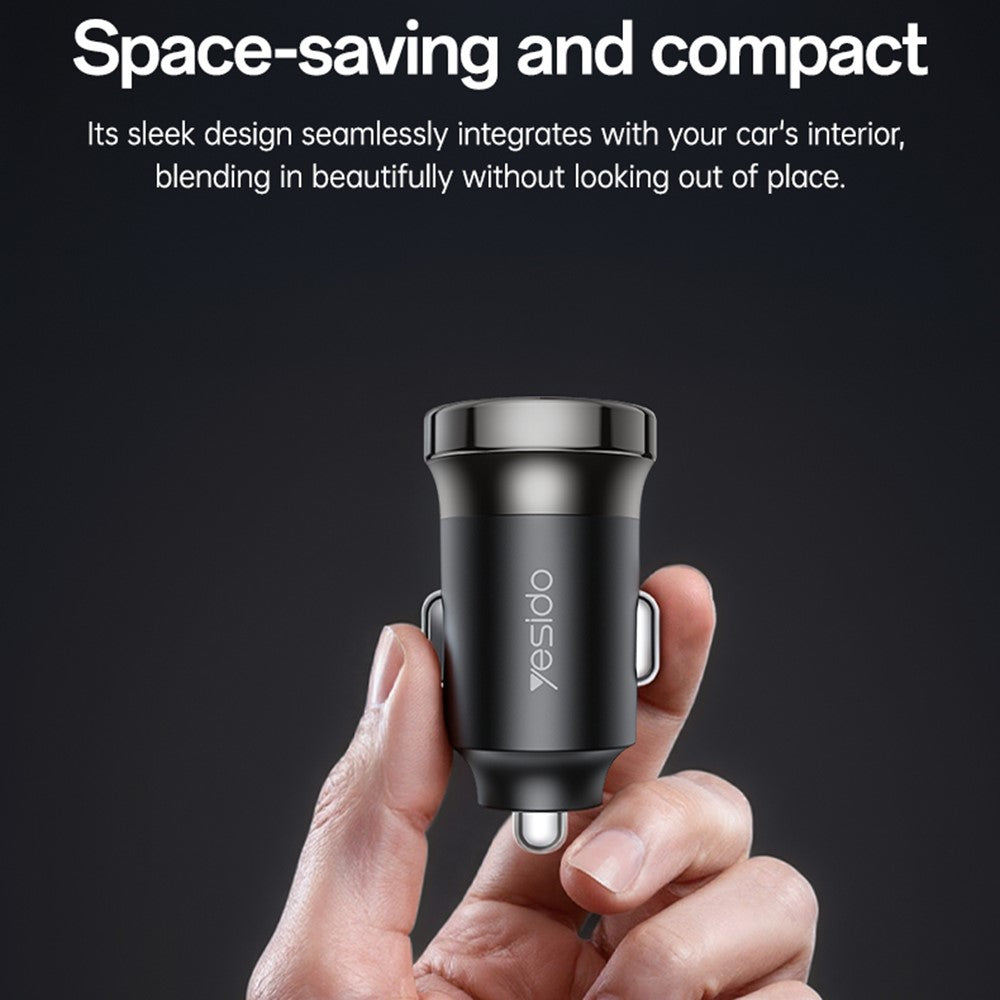 YESIDO Y74 Car Charger 30W Fast Charging Single USB-C Port Cigarette Lighter Power Adapter