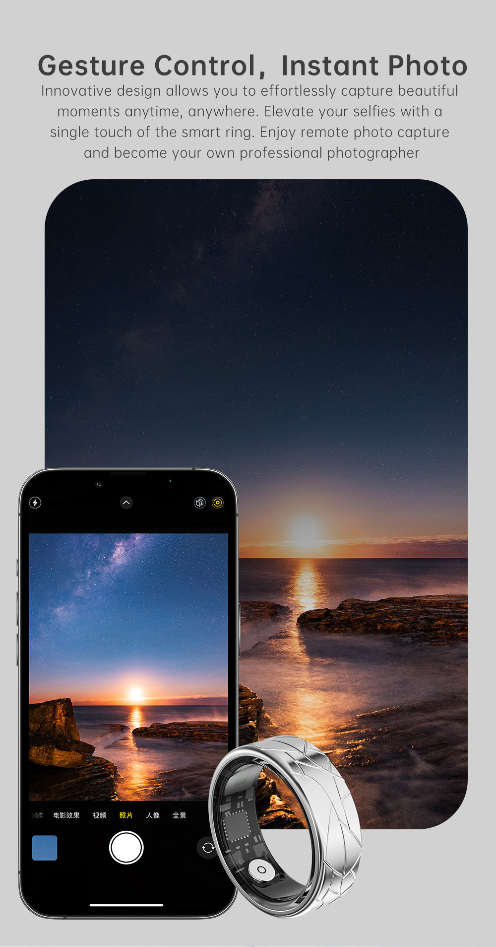 PX02 Crack Design Multi-Function Health Monitoring Smart Ring with Charging Case