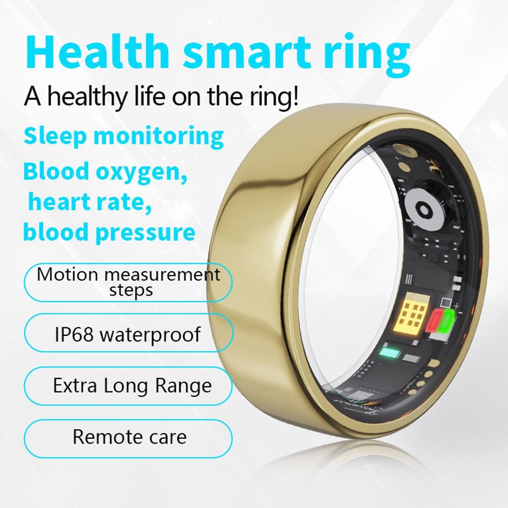 RC20 Waterproof Bluetooth-compatible Health Monitoring Smart Ring Stainless Steel Finger Ring, Magnetic Charging Cable