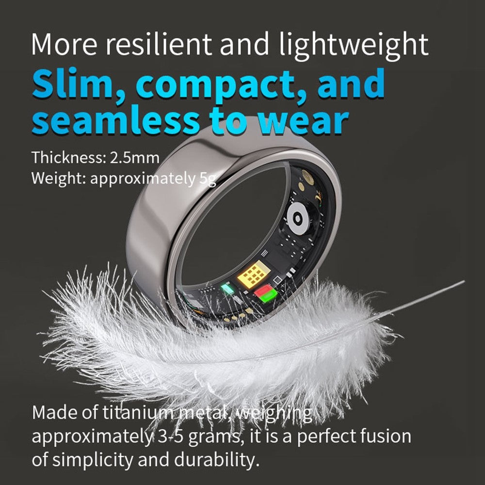 RC20 Waterproof Bluetooth-compatible Health Monitoring Smart Ring Stainless Steel Finger Ring, Magnetic Charging Cable