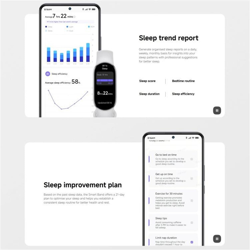XIAOMI Smart Band 10 1.72 Inch AMOLED Screen Fitness Tracker 5ATM Waterproof Heart Rate Monitor Bracelet (M2457B1)