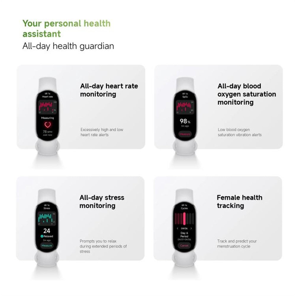 XIAOMI Smart Band 10 1.72 Inch AMOLED Screen Fitness Tracker 5ATM Waterproof Heart Rate Monitor Bracelet (M2457B1)