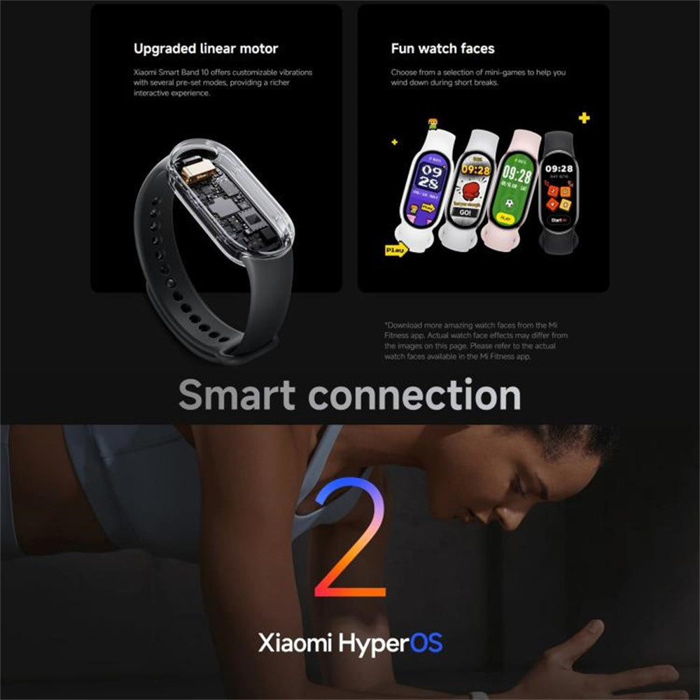 XIAOMI Smart Band 10 1.72 Inch AMOLED Screen Fitness Tracker 5ATM Waterproof Heart Rate Monitor Bracelet (M2457B1)