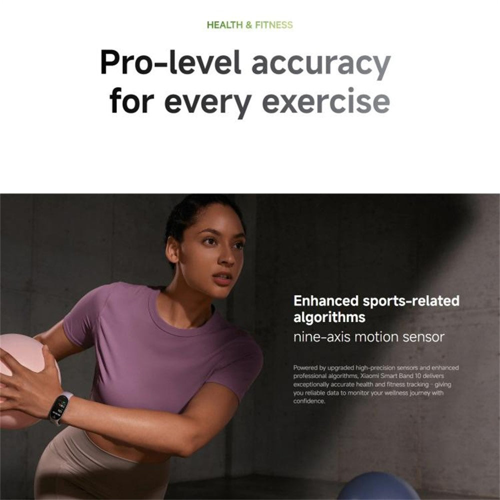 XIAOMI Smart Band 10 1.72 Inch AMOLED Screen Fitness Tracker 5ATM Waterproof Heart Rate Monitor Bracelet (M2457B1)
