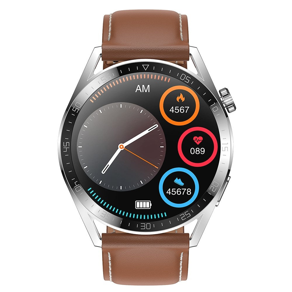 AK03Pro Smart Watch Heart Rate Monitor Fitness Tracker IP67 Waterproof Bluetooth Call Wrist Bracelet, Leather Strap