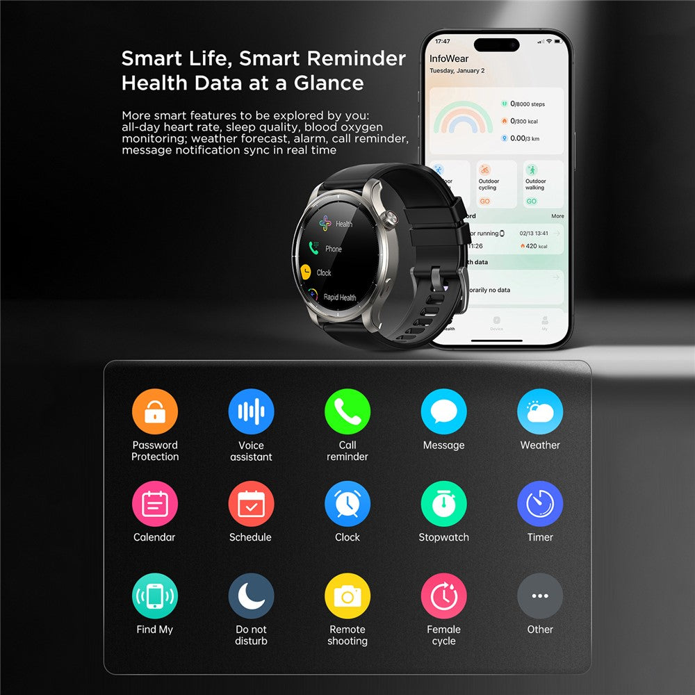 JOYROOM JR-FV1 1.43 inch Smart Watch AMOLED Screen Bluetooth-compatible Sports Watch Health Monitoring