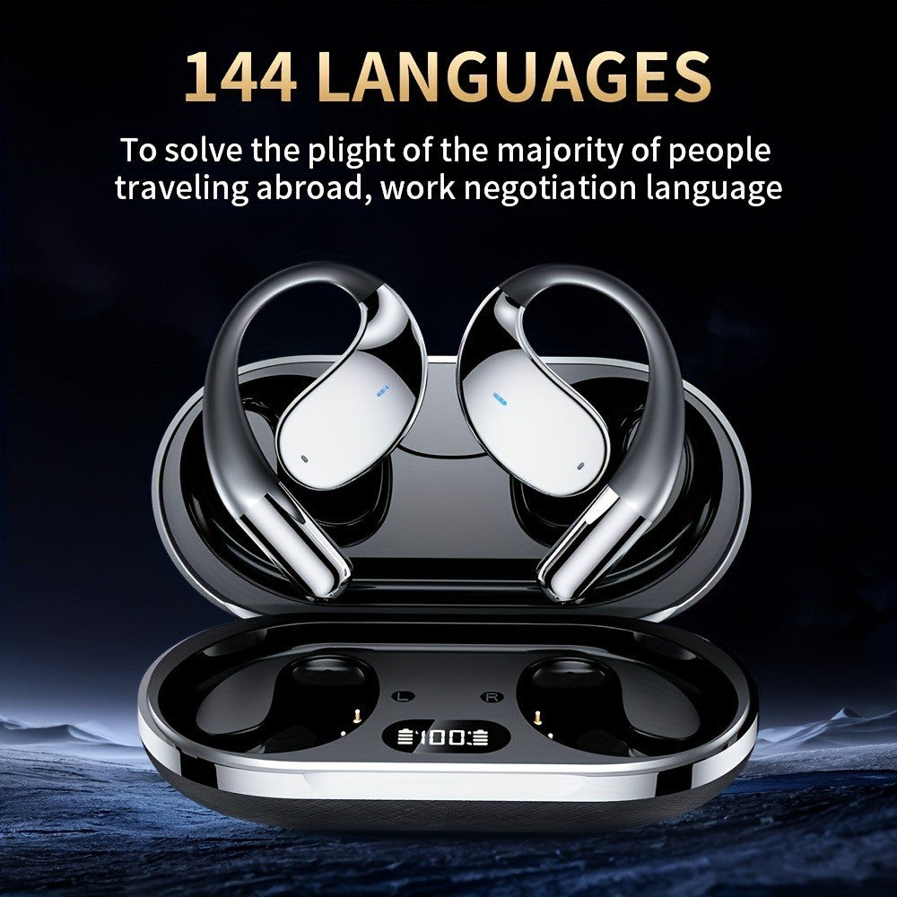 Q39 144 Languages Translation Earbuds HiFi Sound Open Ear Bluetooth-Compatible Music Earphones