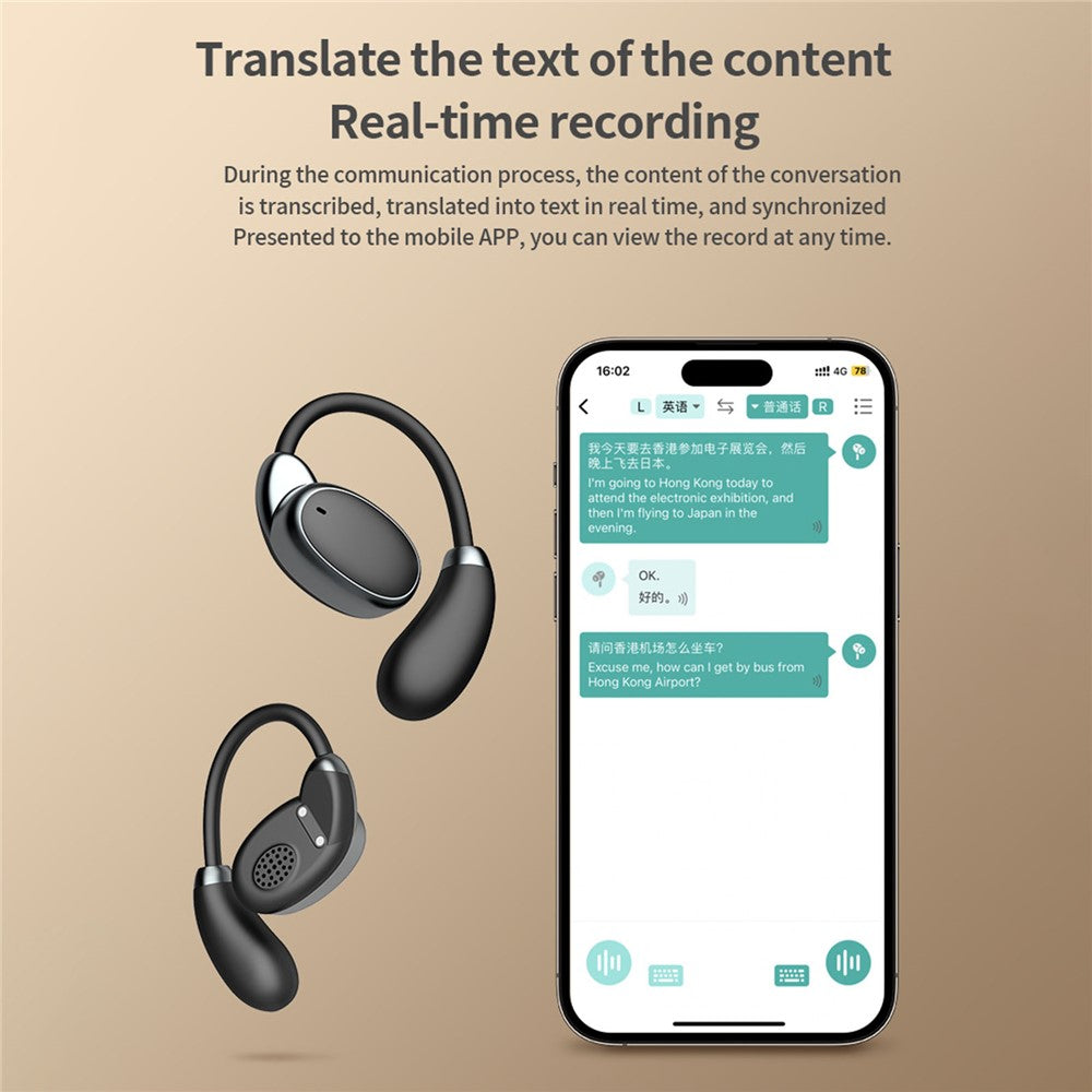 V13 AI Translation Headset Multi Languages Real Time Interpretation Bluetooth-Compatible Earphones