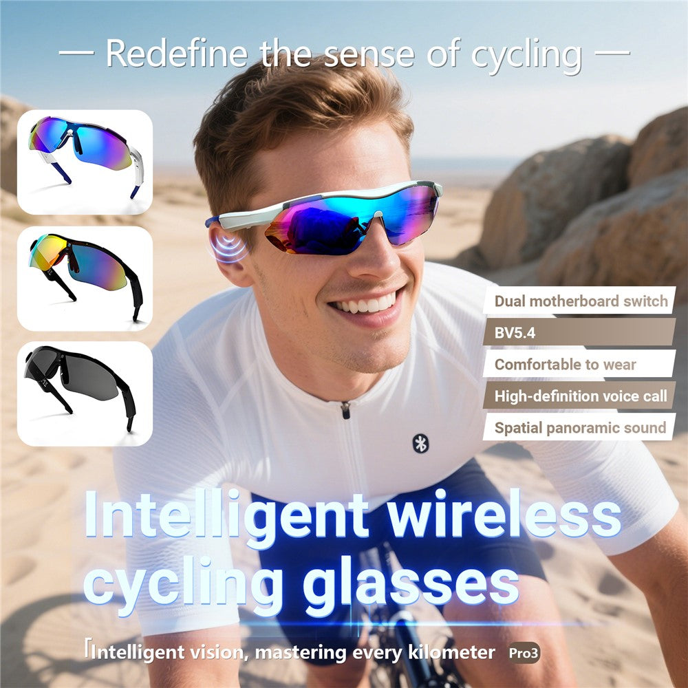 QY-Pro3 AI Translation Bluetooth-Compatible Glasses Outdoor Sports Cycling Music Calls Smart Eyewear