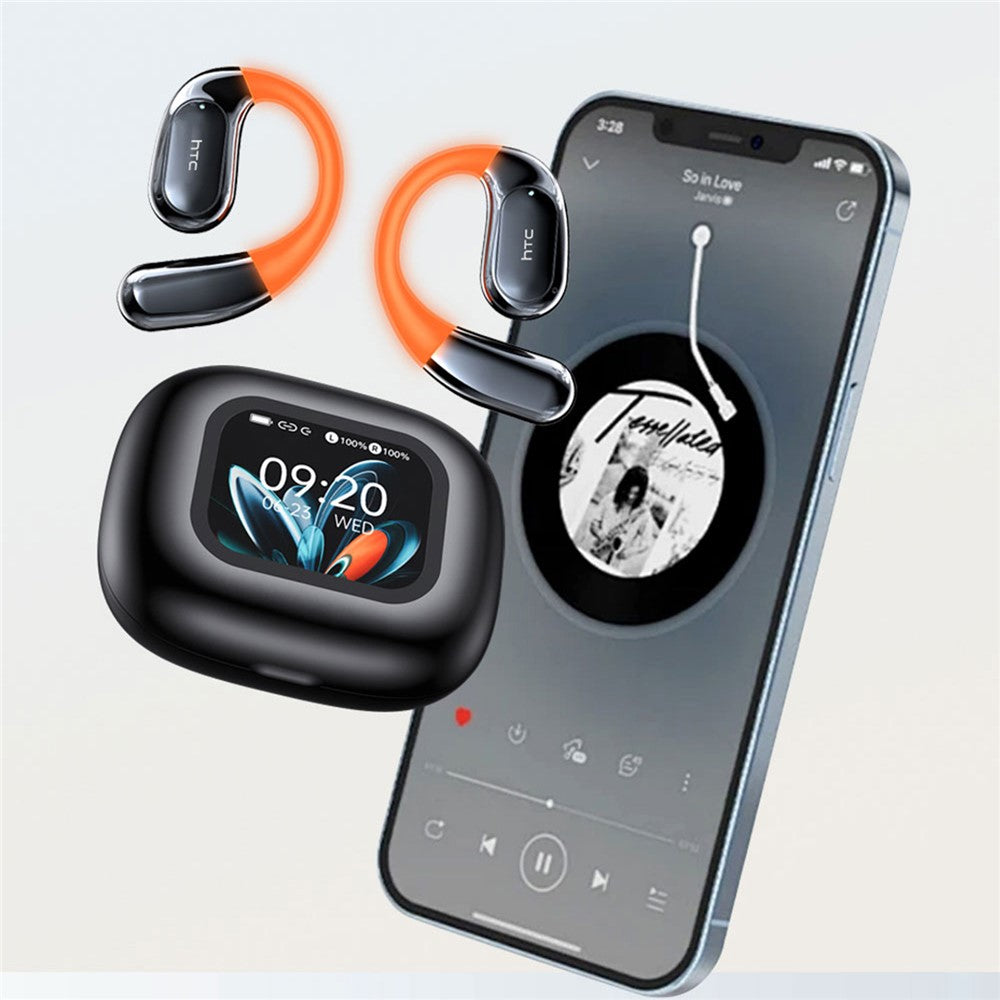 HTC NE27 AI Translation Earbuds Wireless Headsets with LED Display OWS Bluetooth-Compatible Smart Earphones