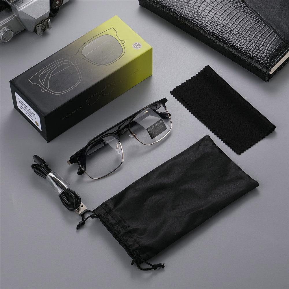 GS06 Wireless Music Earphone AI Translation Bluetooth-compatible Glasses Anti Blue Light Photochromic Lens Smart Eyewear