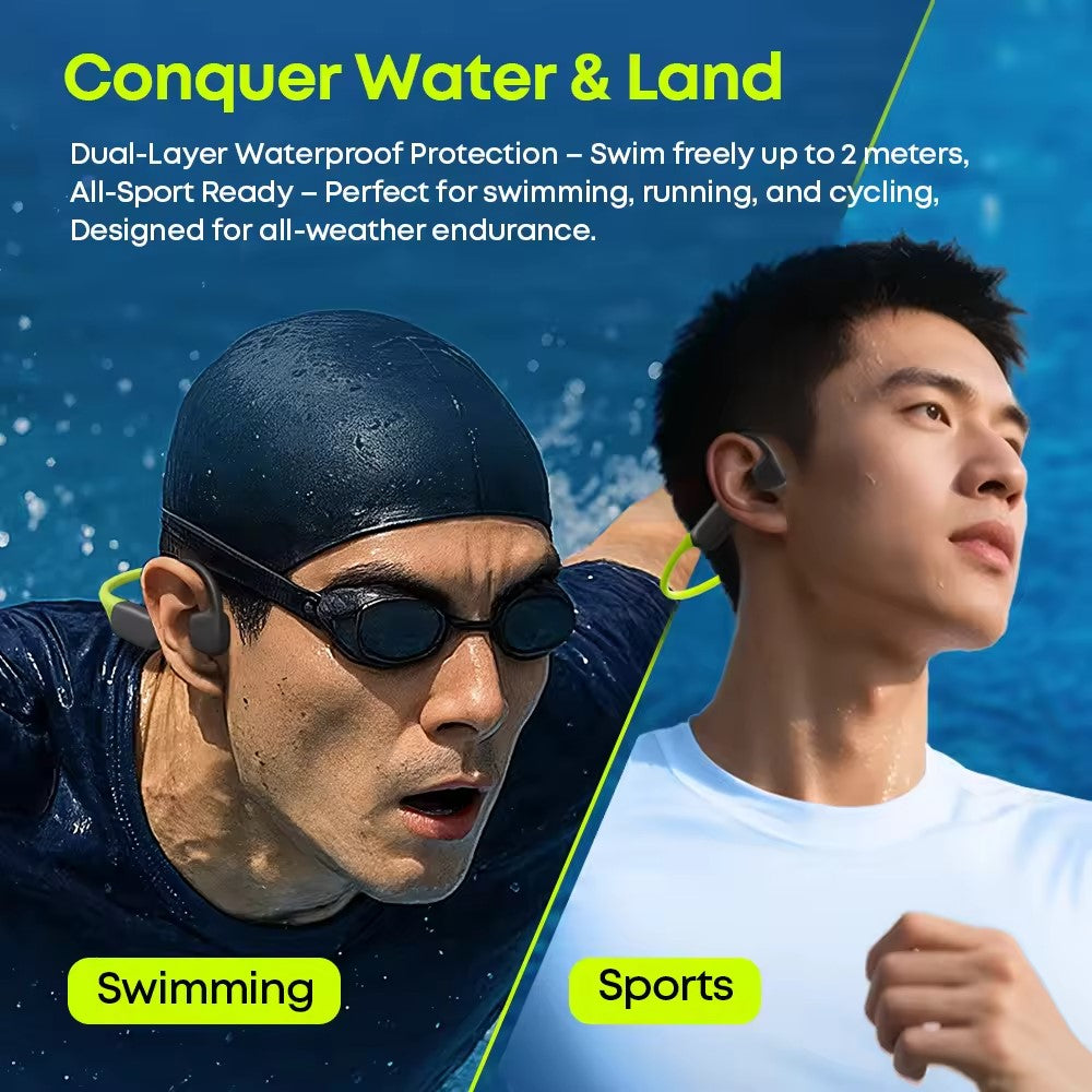 LANGSDOM BE23 Bone Conduction Earphones Waterproof Open Ear Bluetooth-compatible Earphones Built-in 32GB Storage