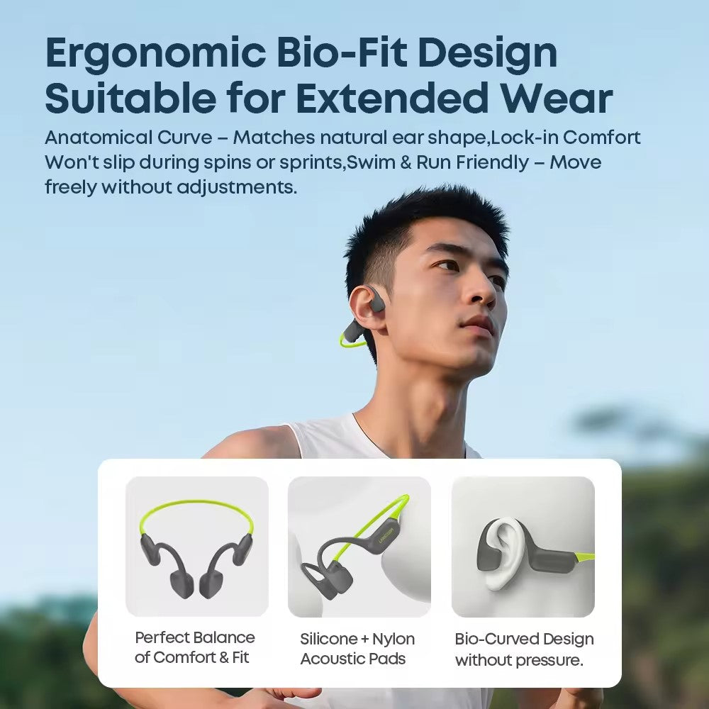 LANGSDOM BE23 Bone Conduction Earphones Waterproof Open Ear Bluetooth-compatible Earphones Built-in 32GB Storage