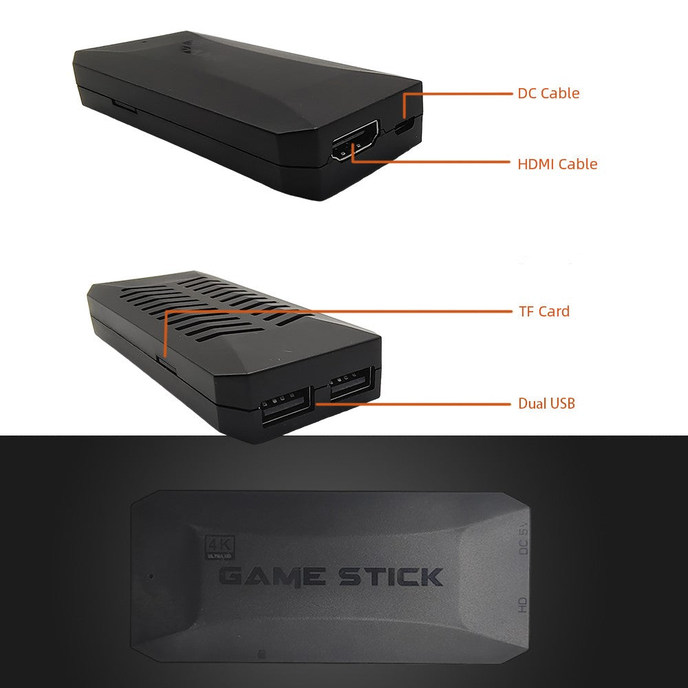 Retro Game Stick – 64GB | 20,000 Games | HD TV Output | Double Player Wireless Controllers