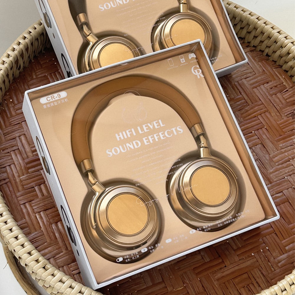 CR-9 Metal Retro Over-Ear Wireless Headset Bluetooth-compatible 5.4 HiFi Music Gaming Headphone