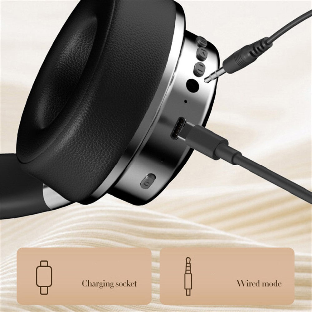 CR-9 Metal Retro Over-Ear Wireless Headset Bluetooth-compatible 5.4 HiFi Music Gaming Headphone
