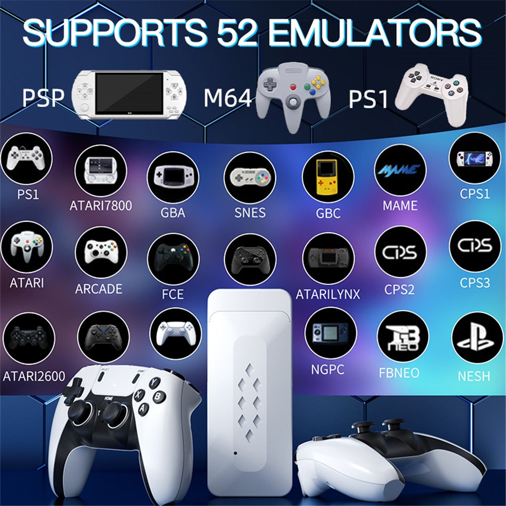 Game Stick 4K, Dual 2.4G Wireless Game Controllers with 64G 30000+ Games for TV