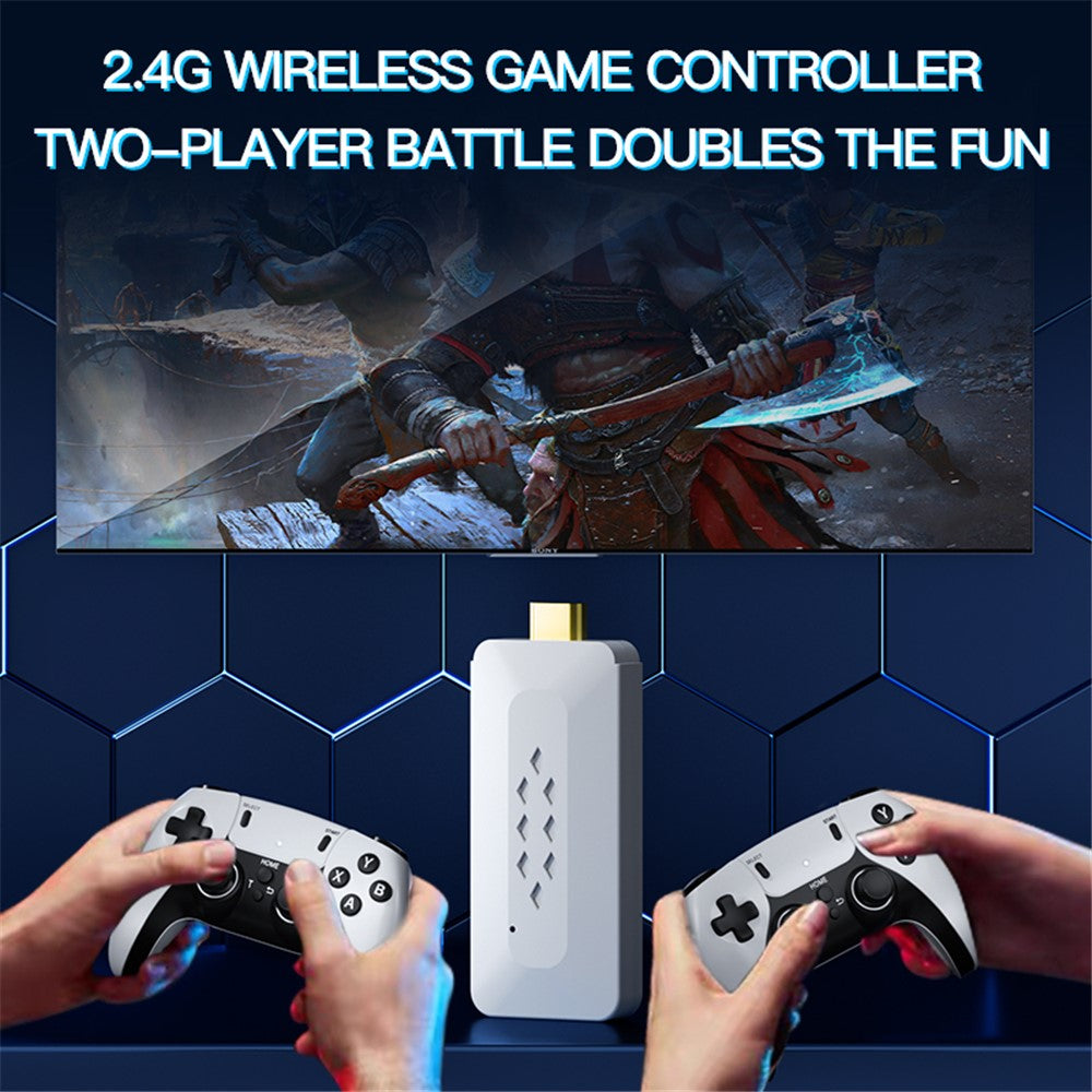Game Stick 4K, Dual 2.4G Wireless Game Controllers with 64G 30000+ Games for TV