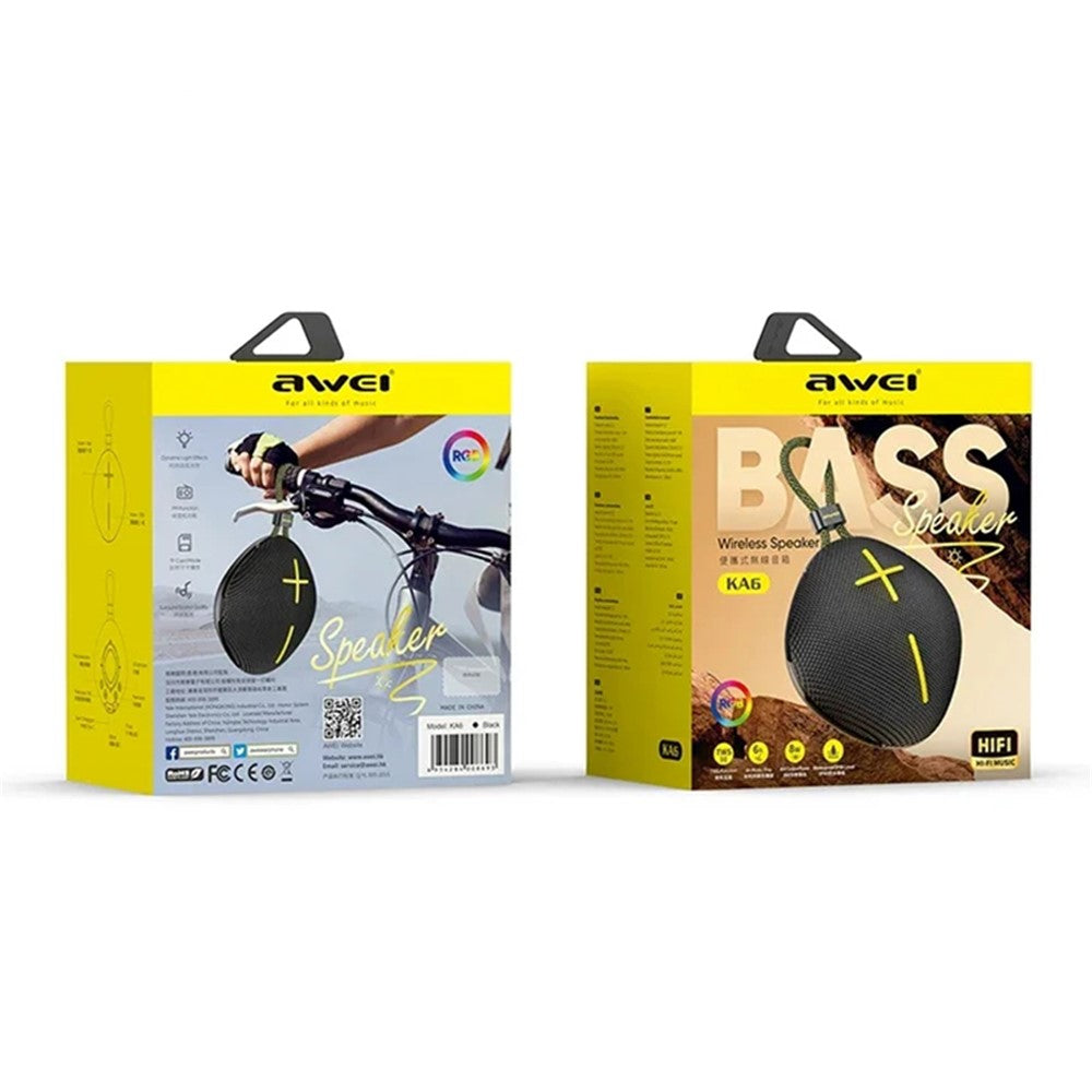 AWEI KA6 TWS Bluetooth-compatible Speaker RGB Light IPX6 Waterproof Portable Subwoofer