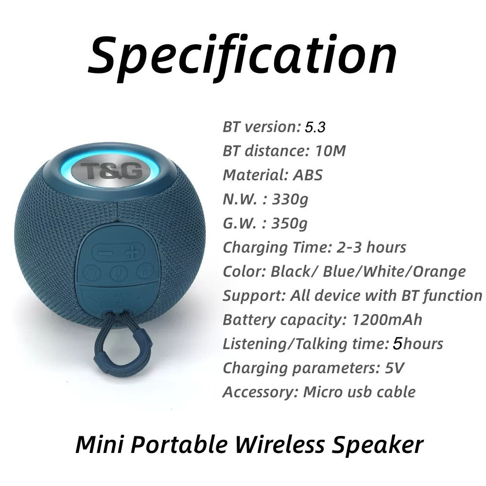 T&G TG337 Portable Speaker Wireless Bluetooth-compatible 3D Stereo Subwoofer Waterproof Outdoor Loudspeaker with Lanyard