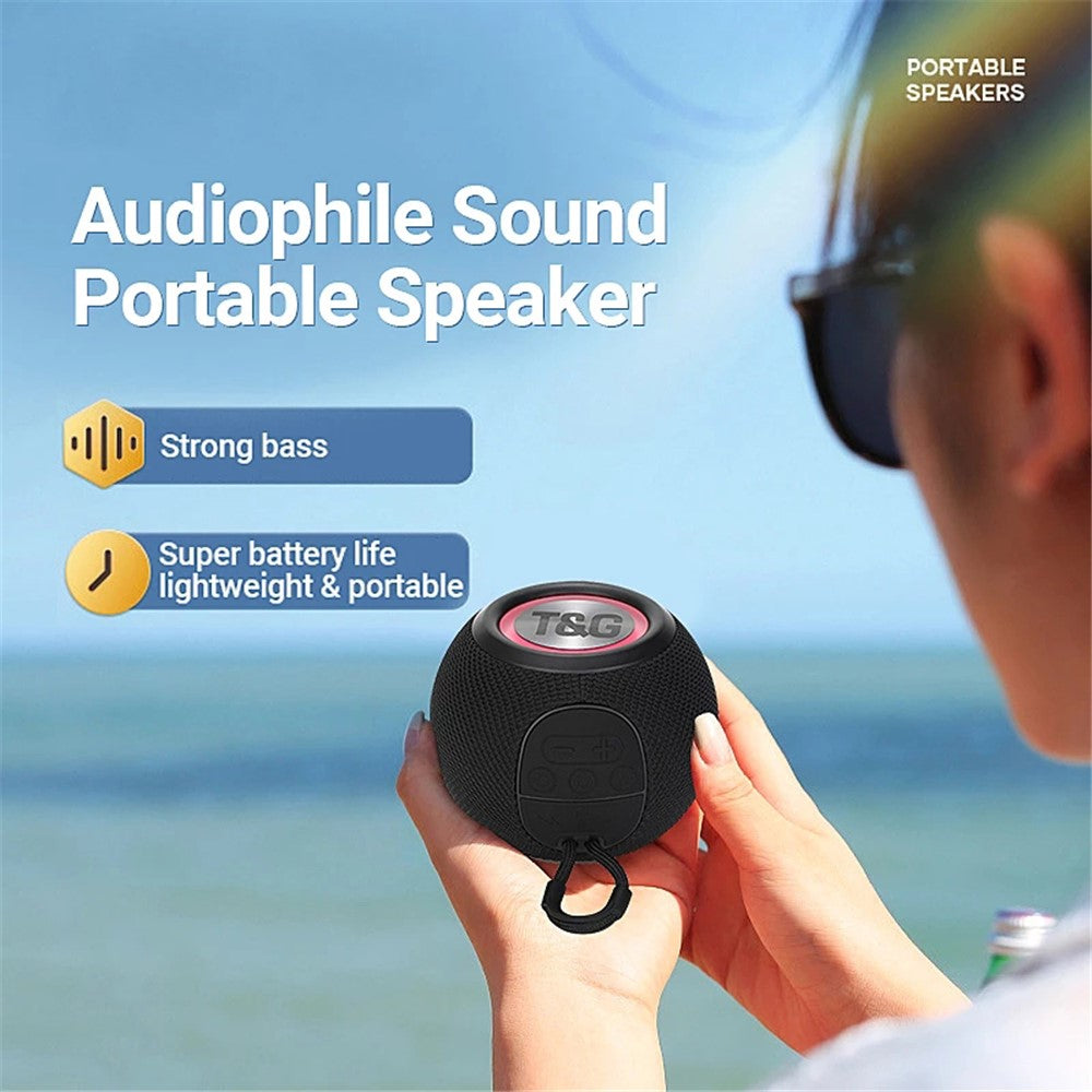T&G TG337 Portable Speaker Wireless Bluetooth-compatible 3D Stereo Subwoofer Waterproof Outdoor Loudspeaker with Lanyard