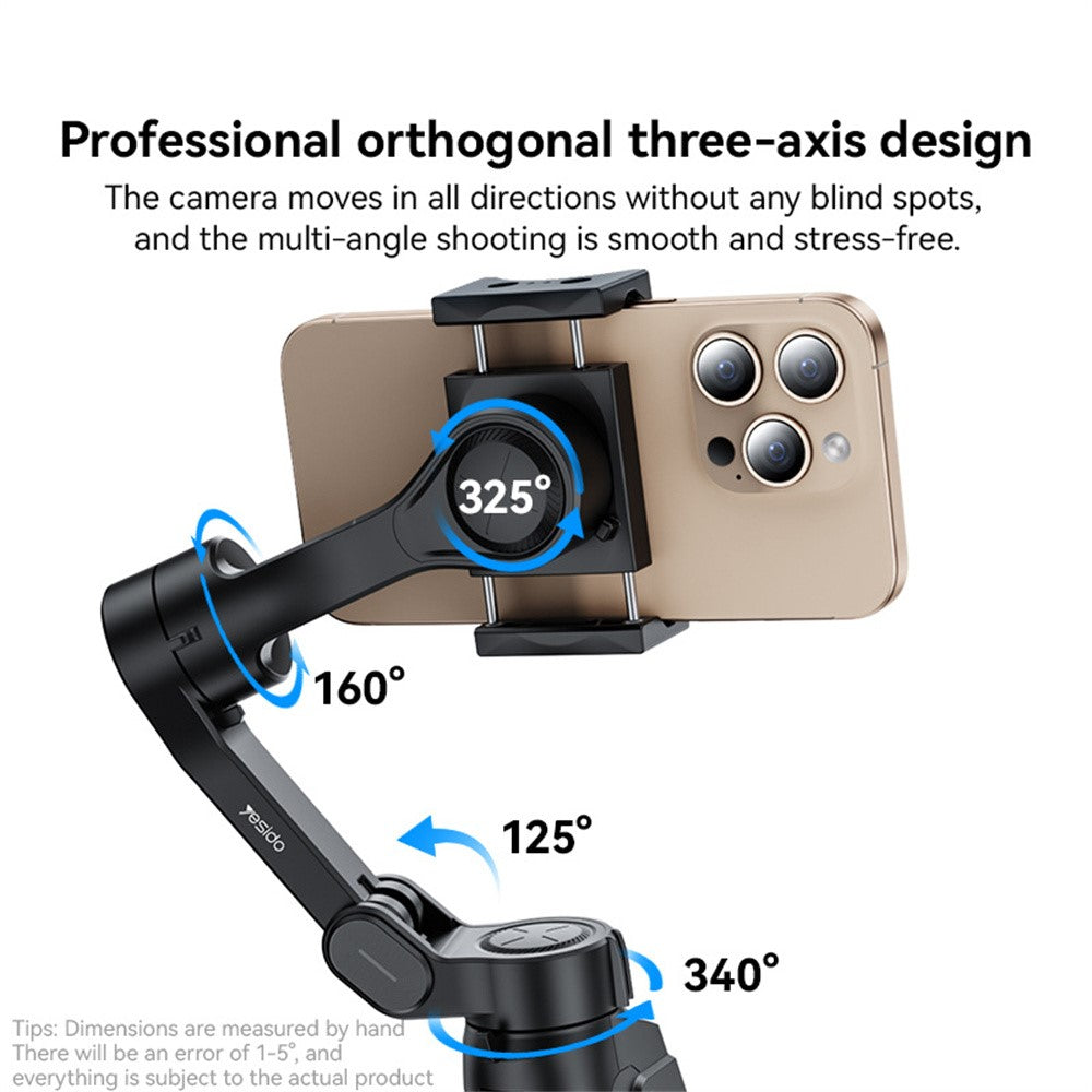 YESIDO SF27 Outdoor Video Shooting 4 Modes Foldable 3 Axis Handheld Gimbal Stabilizer for Smartphones