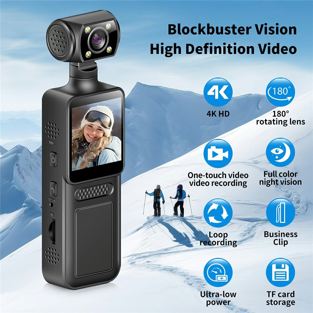 M12 4K Outdoor Sports Camera Night Vision Anti Shake WiFi Pocket Action Cam, with 32GB TF Card