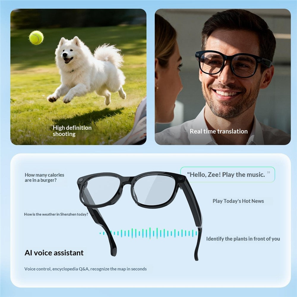 FG01 AI Smart Bluetooth-Compatible Glasses Calling Music Voice Assistant Photochromic Lenses 512M Memory